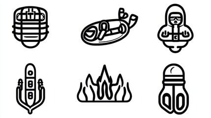 Fototapeta premium Collection of Icons Featuring Emergency Equipment and Safety Gear