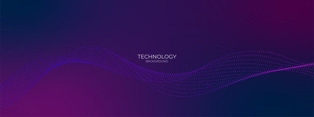 Dark blue purple technology abstract wavy halftone dots background