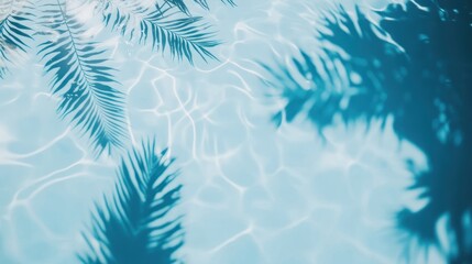 Sunlight dances on water, casting shadows of palm leaves in a tranquil pool.