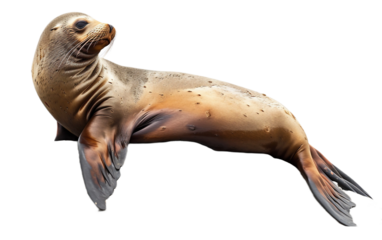 Playful Sea Lion on transparent background PNG.