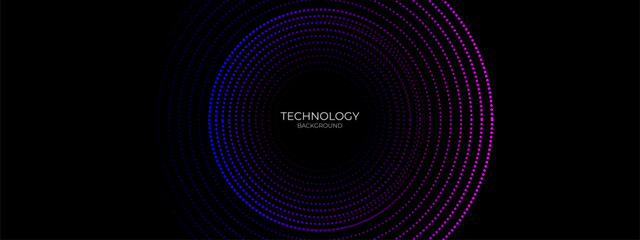 Dark blue purple technology abstract wavy halftone dots background