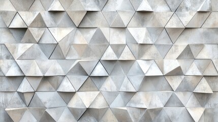 Textured wall featuring a geometric pattern of three-dimensional triangular shapes.
