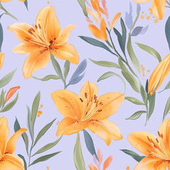 Orange tiger lilies a bold floral pattern in bright orange with dramatic flair