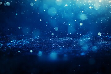 Fototapeta premium Blue particle wave, bokeh background, digital, abstract, design
