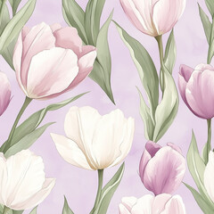 Pink and white tulips a classic floral design in light pink and white blooms