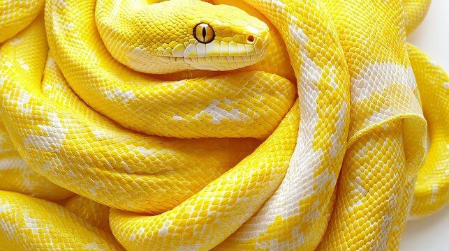 Yellow Python Coiled Closeup