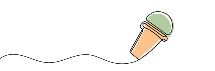 One continuous line drawing of ice cream in a bowl. Ice cream freehand drawn silhouette illustration. Vector line art isolated on white background