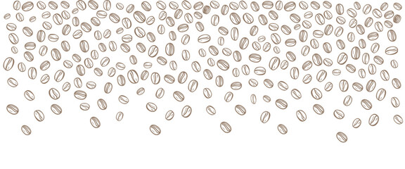 Coffee beans falling pattern or background. Vector illustration