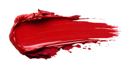 Red drops, brush strokes and brush marks on isolated on transparent background.