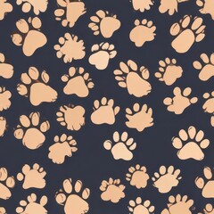 Fototapeta premium Cartoon isolated dog paw doodle for seamless pattern background, vector pattern, seamless dog paw pattern, dog doodle wallpaper