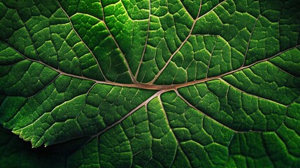 Detailed Close Up Of A Green Leaf Vein Structure