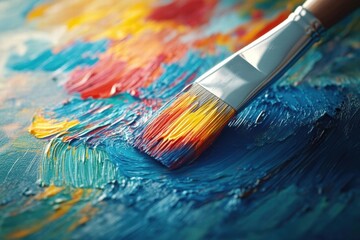 Obraz premium Brushstrokes of Creativity: A Close-Up View of Artistic Expression