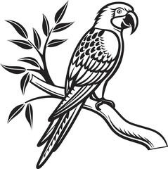 Parrot Silhouette Sitting on a Tree Branch