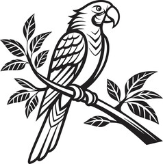 Parrot Silhouette Sitting on a Tree Branch