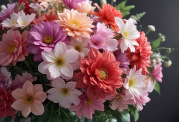 Obraz premium Delicate petals unfolding from a vibrant bouquet, floral arrangement, floral art, colorful flowers