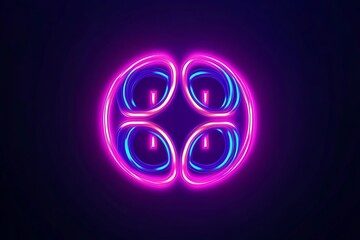 Abstract Neon Circular Design with Four Interlocking Glowing Segments