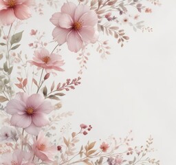 Fototapeta premium Delicate watercolor floral swirls on a soft white background , serene, pastel, organic