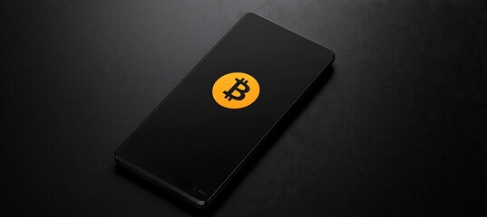 Bitcoin Cryptocurrency Symbol Displayed on a Black Smartphone