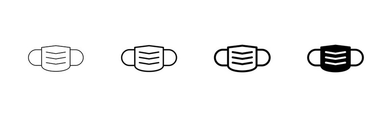 Mask icon vector isolated on white background. Man face with mask icon. Safety breathing masks. Industrial safety N95 mask. Medical mask vector icon.
