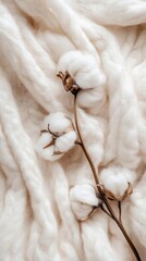 Cotton Blossoms on a Fluffy White Surface
