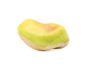 One peeled pistachio nut isolated on white