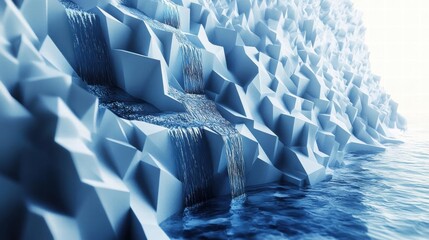 Obraz premium Abstract Waterfall: Geometric Serenity