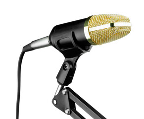 Stand with microphone isolated on white. Musical equipment