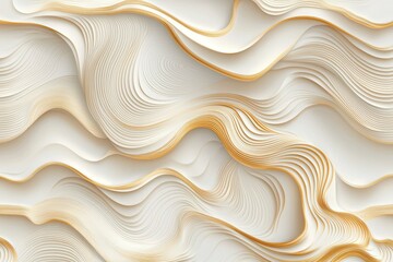 Elegant background with abstract white and gold waves for creative projects