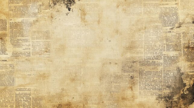 Vintage Newspaper Texture: Grunge Background with Worn Paper and Inked Text