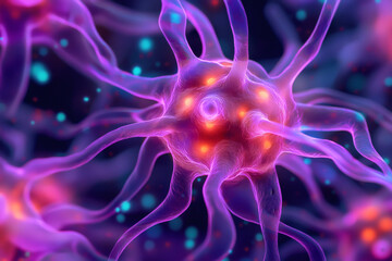 Fototapeta premium stunning digital artwork of cancer cells, showcasing vibrant colors and intricate details, evokes sense of wonder and curiosity