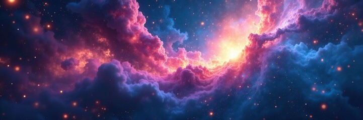 Fototapeta premium Iridescent nebula tendrils in shimmering light, swirling vortex, nebula