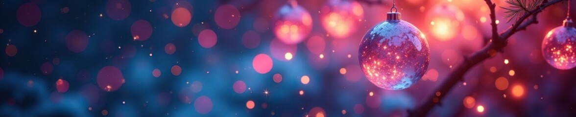 Fototapeta premium Iridescent Christmas light orbs suspended in air, soft, abstract, lights