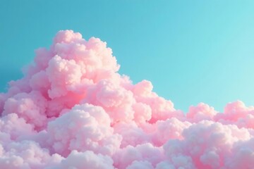 Fototapeta premium Soft pink cloud drifts lazily across cerulean sky, pastel colors, atmosphere