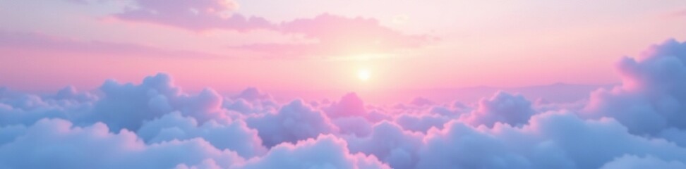 Obraz premium Soft pink and blue hues blend into the serene horizon, Calming scene, Pastel colors, Atmospheric effect
