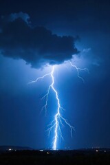Blue and white lightning illuminating a dark sky, electric, blue, astronomy