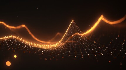Abstract glowing graph with rising trend line symbolizing business growth and data-driven success.