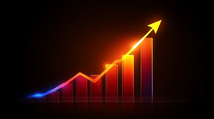 Abstract glowing graph with rising trend line symbolizing business growth and data-driven success.