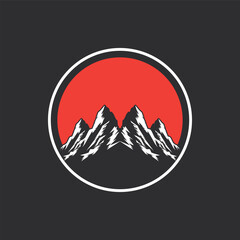 Mountain logo design inspiration, Mountain illustration, outdoor adventure . Vector graphic print for t shirt and other uses