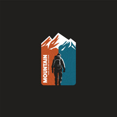 Mountain logo design inspiration, Mountain illustration, outdoor adventure . Vector graphic print for t shirt and other uses