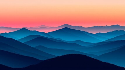 Fototapeta premium Serene Landscape with Blurred Mountains and Tranquil Color Gradient Effect