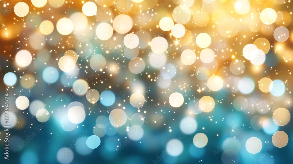 Poster blurred twinkling lights with bokeh effect in soft colorful background