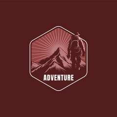 Mountain logo design inspiration, Mountain illustration, outdoor adventure . Vector graphic print for t shirt and other uses