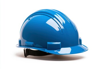 Fototapeta premium Blue safety hardhat isolated on white background