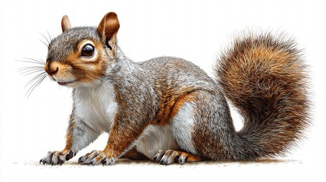 Adorable Grey Squirrel  Wildlife Animal  Nature PNG  Fluffy Tail  Closeup Image