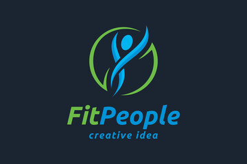 Creative Fitness People Logo Design Template