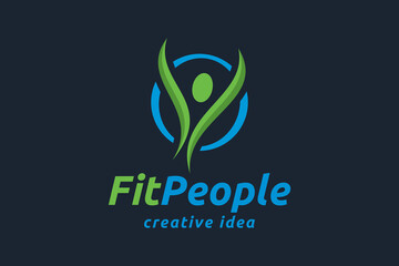 Creative Fitness People Logo Design Template