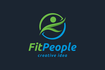 Creative Fitness People Logo Design Template