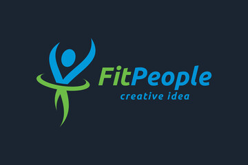 Creative Fitness People Logo Design Template
