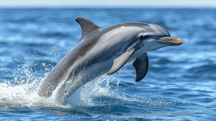 Obraz premium Majestic Dolphin Leaping Ocean Wildlife Marine Animal Aquatic Mammal Nature Photograph