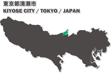 Fototapeta premium 日本地図-東京都-清瀬市ベクターイラストマップ